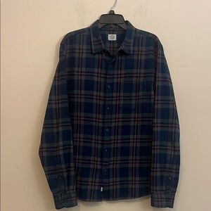 Marine Layer Blue Plaid Flannel Shirt Size Large